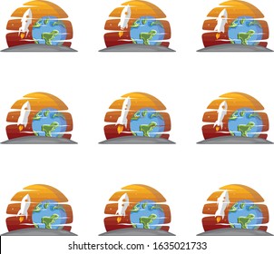 rocket ship launch space voyager set