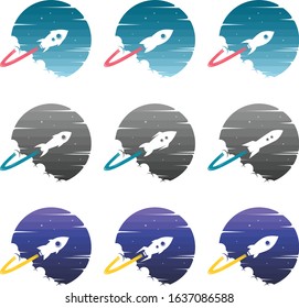 rocket ship launch space voyager set