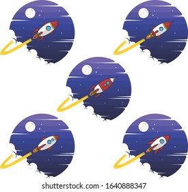 rocket ship launch space voyager set