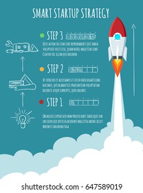Rocket ship launch. Start Up concept vector illustration