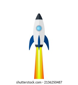Rocket ship launch Startup background illustration. Concept of business product on market, startup, growth, creative idea. VECTOR EPS10.