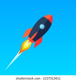 Rocket ship launch Startup background illustration. Concept of business product on market, startup, growth, creative idea. VECTOR EPS10.