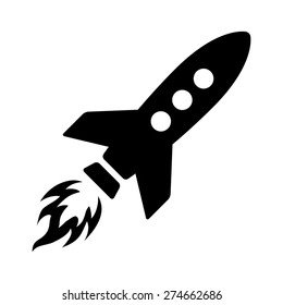 Rocket ship life off / spaceship launch flat vector icon for apps and websites
