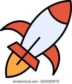 Rocket Ship Line Filled Vector Icon Design