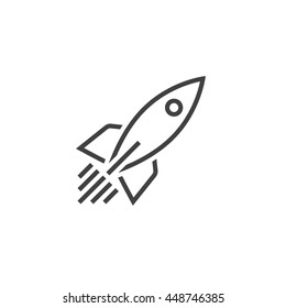 rocket ship line icon, outline vector logo, linear pictogram isolated on white, pixel perfect illustration
