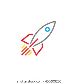 rocket ship line icon, outline vector logo, linear pictogram isolated on white, pixel perfect color illustration