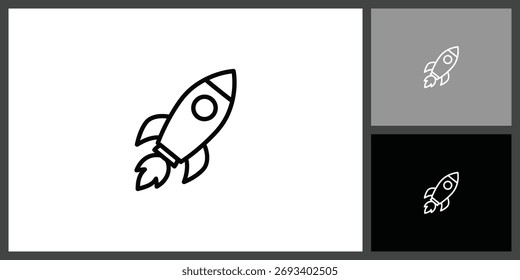 Rocket Ship Outline Icon for Startup Launch and Innovation