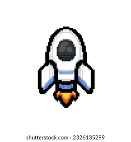 rocket ship in pixel art style