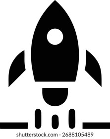 Um foguete posicionado para lançamento, simbolizando um novo empreendimento, inovação e a busca de objetivos ambiciosos nos domínios da tecnologia e exploração.