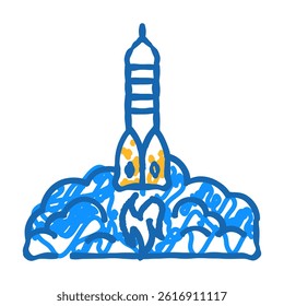 rocket ship progress doodle icon sketch vector. rocket ship progress sign. isolated symbol illustration