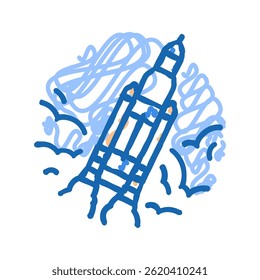 rocket ship progress doodle icon sketch vector. rocket ship progress sign. isolated symbol illustration