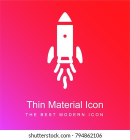 Rocket ship red and pink gradient material white icon minimal design