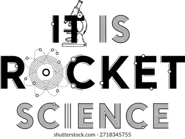 Cohete nave es cohete ciencia Ilustración vectorial espacio lanzamiento tipografía astronomía concepto de galaxia aislado negro en diseño transparente para ciencia ficción y universo