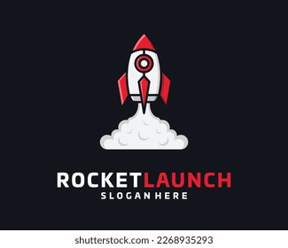 Rocket Ship Shuttle Spaceship Launch Takeoff Blast Off Startup Future Modern Vector Logo Design