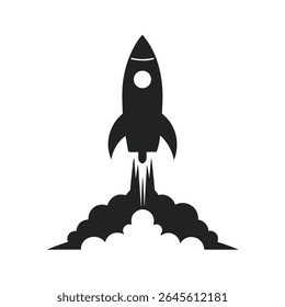 Rocket Ship Silhouette Vector Launch Illustration