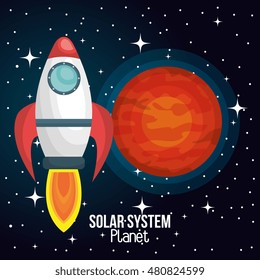 rocket ship solar system isolated
