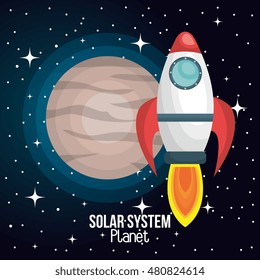 rocket ship solar system isolated