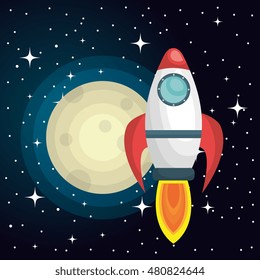 rocket ship solar system isolated