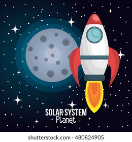 rocket ship solar system isolated