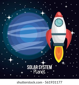rocket ship solar system isolated