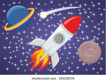 Rocket ship in space