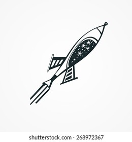 rocket ship space icon - design element