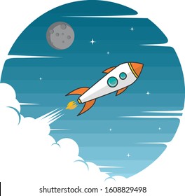 rocket ship space travel science vector art illustration