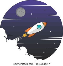 rocket ship space travel science vector art illustration