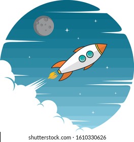 rocket ship space travel science vector art illustration