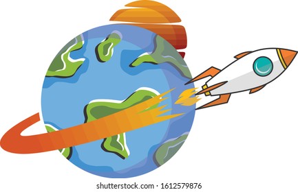 rocket ship space travel science vector art illustration