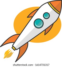 rocket ship space travel science vector art illustration
