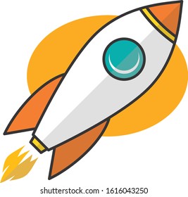 rocket ship space travel science vector art illustration