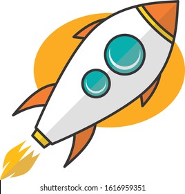 rocket ship space travel science vector art illustration