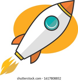 rocket ship space travel science vector art illustration