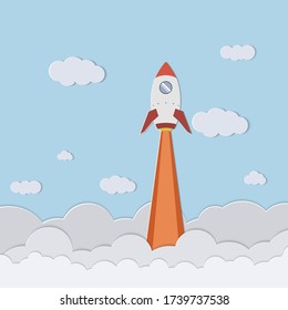 rocket ship space travel to the sky.Vector illustration