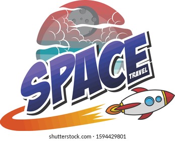 rocket ship space travel vector art illustration