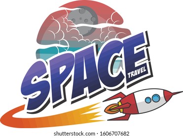 rocket ship space travel vector art illustration