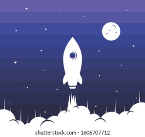 rocket ship space travel vector art illustration