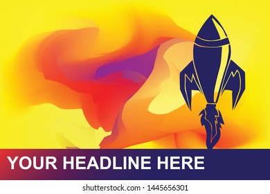 Rocket Ship Technology for Launch Icon. Creative Abstract Art Background with Color Yellow, Red, Violet. Graphic Design Concept, Flat, Line, Element, Vector Illustration EPS 10.