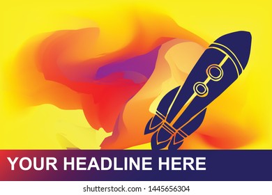 Rocket Ship Technology for Launch Icon. Creative Abstract Art Background with Color Yellow, Red, Violet. Graphic Design Concept, Flat, Line, Element, Vector Illustration EPS 10.