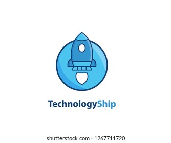 Rocket ship technology logo design