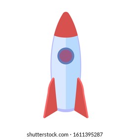 Rocket ship in trendy flat style. Vector illustration.