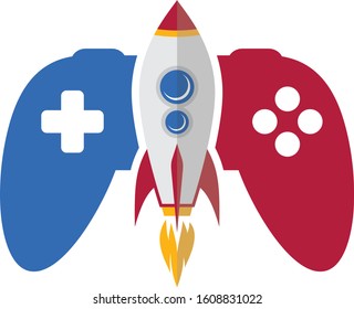 rocket ship turbo video game console joystick vector art illustration