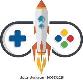 rocket ship turbo video game console joystick vector art illustration