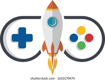 rocket ship turbo video game console joystick vector art illustration