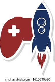 rocket ship turbo video game console joystick vector art illustration