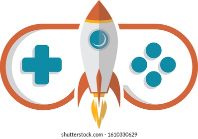 rocket ship turbo video game console joystick vector art illustration