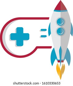 rocket ship turbo video game console joystick vector art illustration