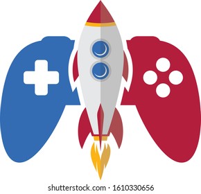 rocket ship turbo video game console joystick vector art illustration