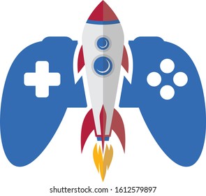 rocket ship turbo video game console joystick vector art illustration